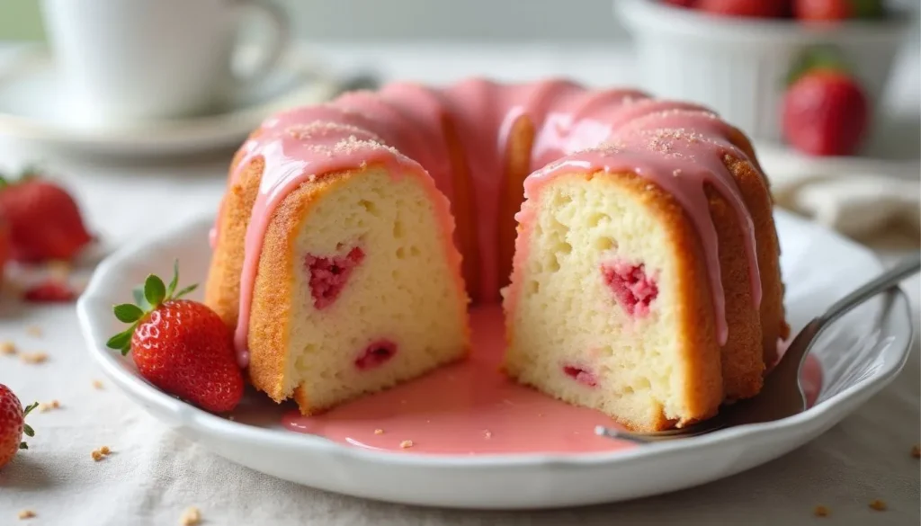 Fresh Strawberry Bundt Cake Slice Fresh Strawberry Bundt Cake Slice