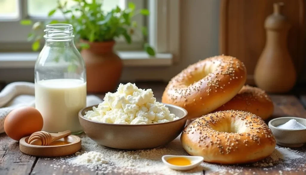 Ingredients for cottage cheese bagels