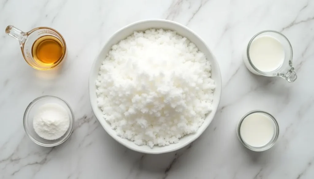 Snow cream ingredients for fresh snow dessert