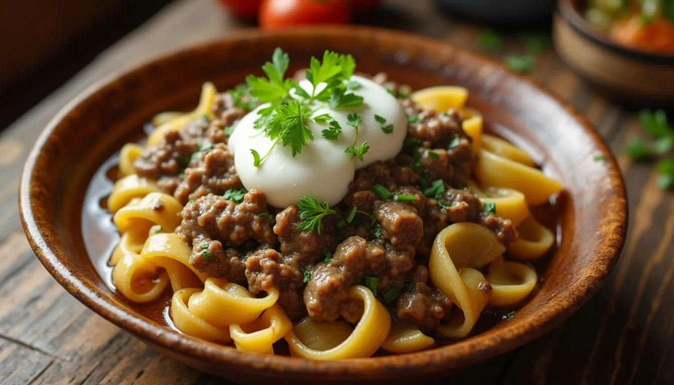 ground beef and noodles recipe